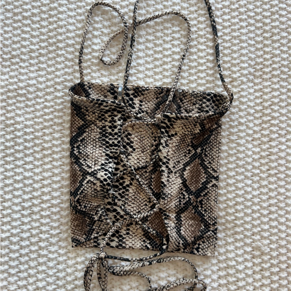 Tie Snakeskin Crop Top